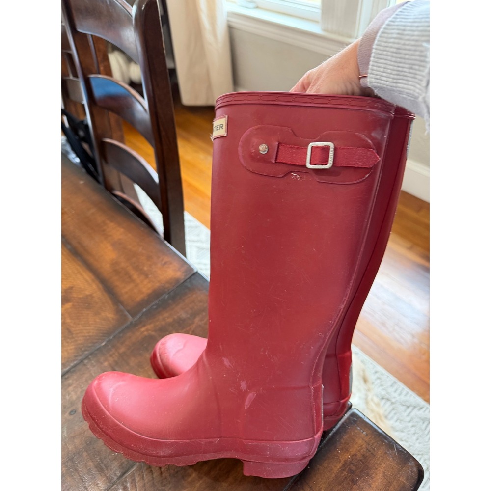 Hunter Kids Original Tall Red Matte Waterproof Rain Boots Size 4G 5B EU 36 - Picture 5 of 5